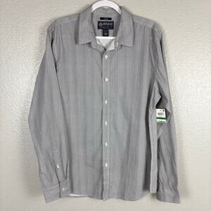 NWT American Rag Size Large Mens Button Down Preppy Boho White Grey Shirt